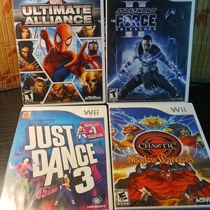 Nintendo Wii Video Games BUNDLE - Star Wars Marvel Just Dance 3 Shadow Warriors